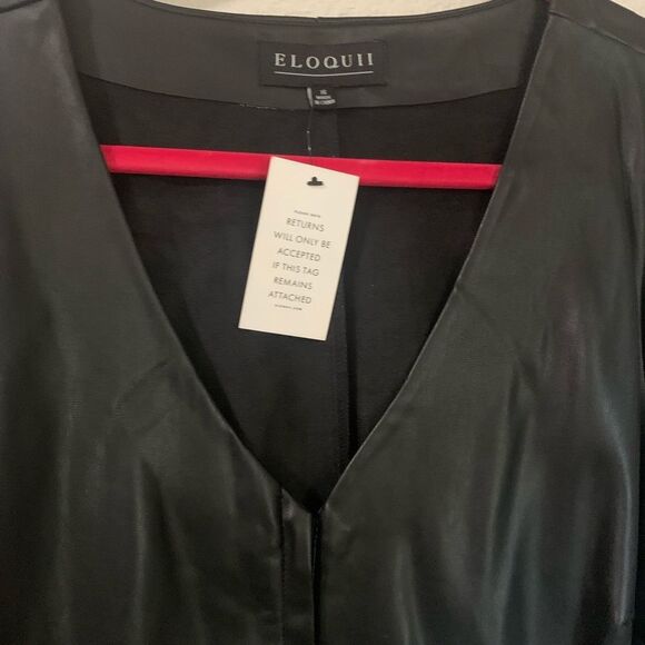 Eloquii Faux Leather Jumpsuit Size 14 Black - Picture 8 of 12